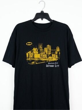 Steel City Gotham City Batman Pittsburgh Skyline T-Shirt Men’s XXL Black